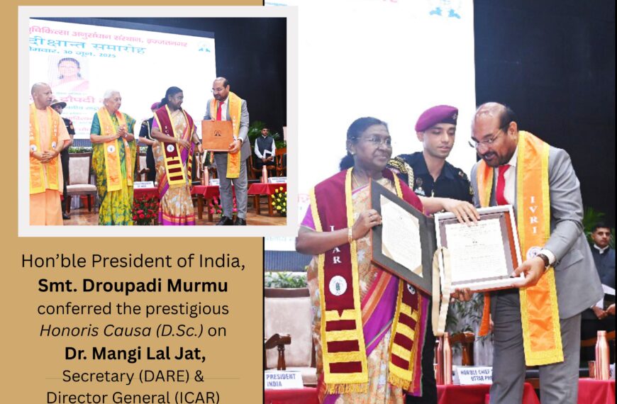 Dr. M.L. Jat Conferred Honorary D.Sc. by President Droupadi Murmu at ICAR-IVRI Convocation