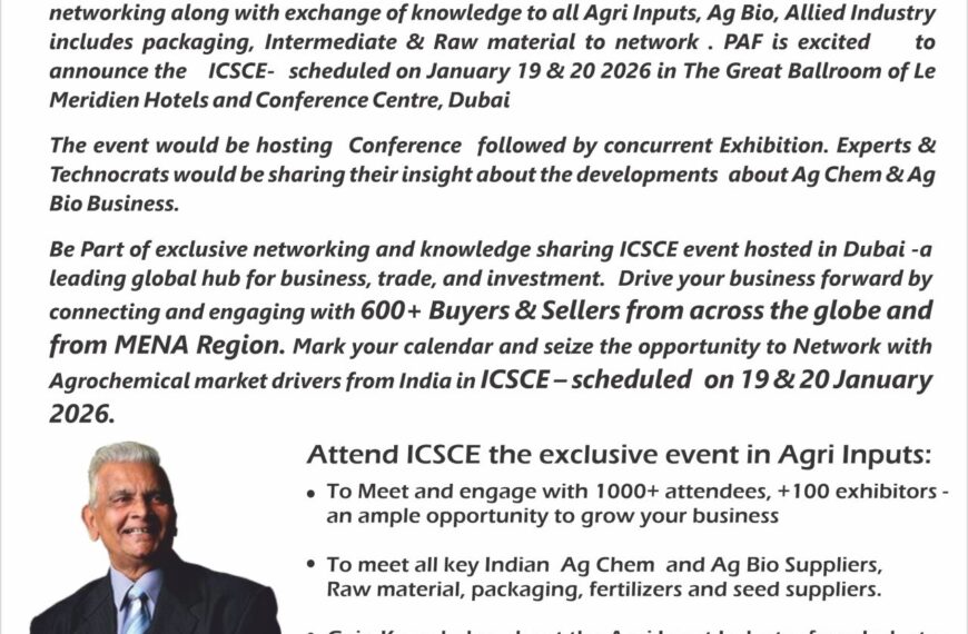ICSCE-India 2026 Set to Unite Global Agrochemical Industry…